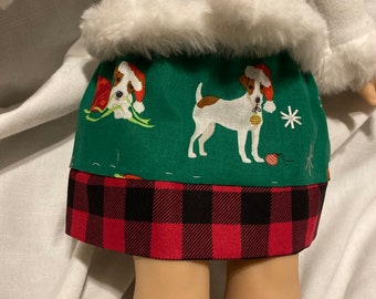 Christmas doll skirt with puppies