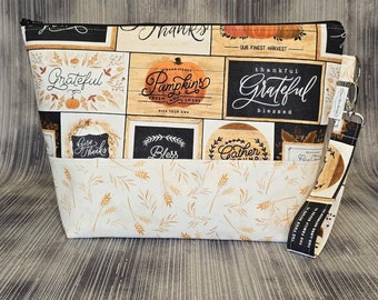 Fall Project Bag, "Be Grateful" Knitting/Crochet Bag
