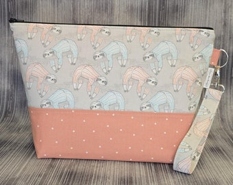 Sloth Pajama Project Bag | Handmade Knitting Crochet Bag