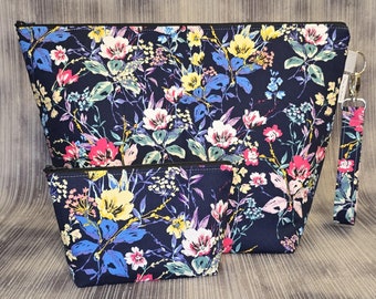 Floral Project Bag: Large Knitting Bag, Crochet Bag, Lanyard