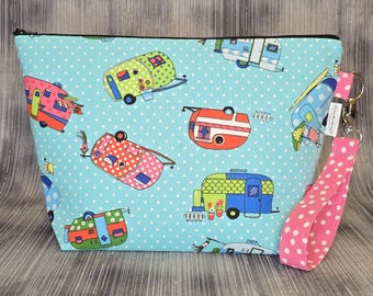 Camper and Polka Dots Medium Project Bag for Knitting and Crocheting
