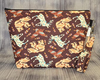Native American Print Project Bag; Crochet and Knitting Organizer