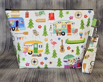 Camping and Camper Medium Project Bag for Knitting and Crocheting