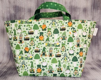 St.Patrick Day Gnomes; Bucket Bag; Larger Knitting Bag; Crochet Bag