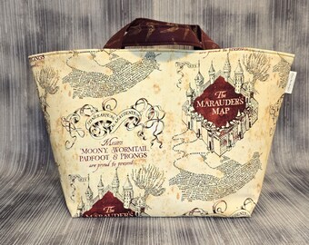 The Marauder's Map Bucket Bag; Larger Knitting Bag; Crochet Bag