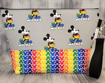 Rainbow Pride Mickey Project Bag; Medium Knitting; Crochet Bag