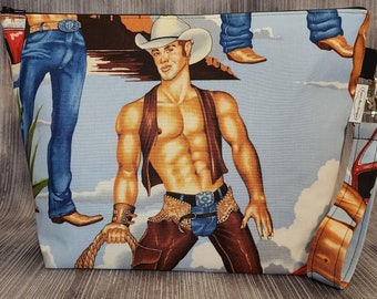 Sexy Cowboy Medium Project Bag; Knitting Bag; Crochet Bag; V.1