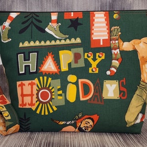 Santa&#39;s Little Helpers Project Bag; Medium Knitting Bag; Crochet Bag V.3