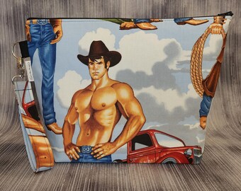 Sexy Cowboys Medium Project Bag; Knitting Bag; Crochet Bag V.3