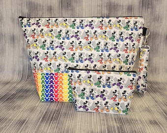 Mickey Mouse Rainbow Large Project Bag with Pouch: Knitting, Crochet