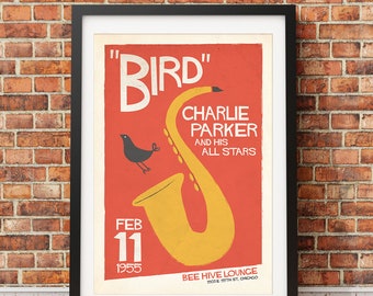 Charlie Parker at the Bee Hive, Original Print Design (Officially Licensed) -Print Only
