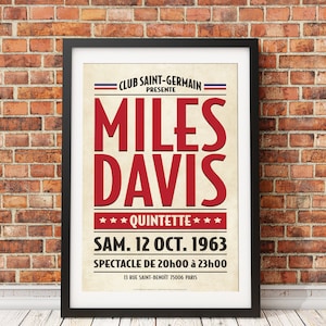 Miles Davis en vivo en París, diseño de impresión original (licencia oficial) - Solo impresión