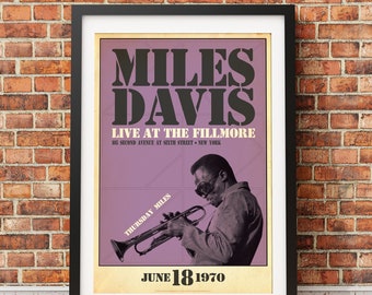 Miles Davis en vivo en Fillmore, jueves Miles, diseño de impresión original (licencia oficial) - Solo impresión