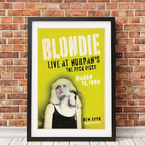 Blondie Live at Hurrah&#39;s 1980 Original Print Design , Vibrant Matte Finish Art Print, Music Fan Wall Decor. Officially Licensed. Print Only