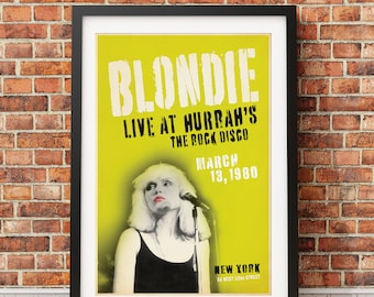 Blondie Live at Hurrah's 1980 Original Print Design , Vibrant Matte Finish Art Print, Music Fan Wall Decor. Officially Licensed. Print Only