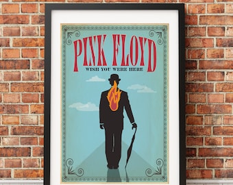 Pink Floyd, Wish You Were Here, Original Print Design (Officially Licensed) -Print Only