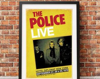 The Police Live Hotel Diplomat 1979 Concert Poster Print - Officially Licensed Design, High Quality Paper. Print Only