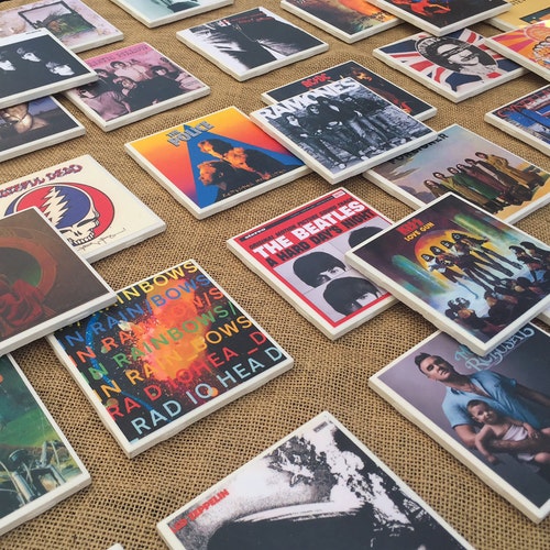 Custom Album Cover Coaster Set 4 Ceramic Coasters Etsy