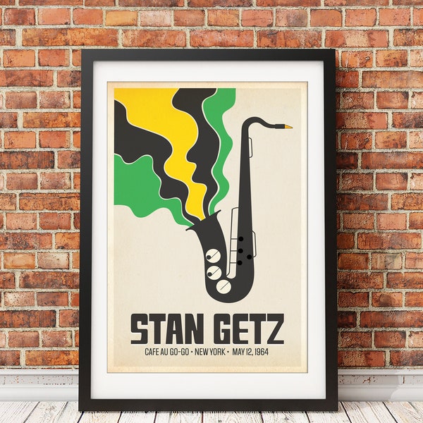 Stan Getz Live in New York Art Print, origineel ontwerp, officieel gelicentieerd (alleen afdrukken)