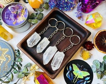 Quartz Keychain, Clear Quartz, Quartz, Raw Quartz, Crystal Keychain, Gemstone Keychain