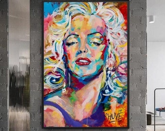 Retrato de Marilyn Monroe, Arte mural abstracto colorido, Póster de arte de Marilyn Monroe, IMPRIMIBLE