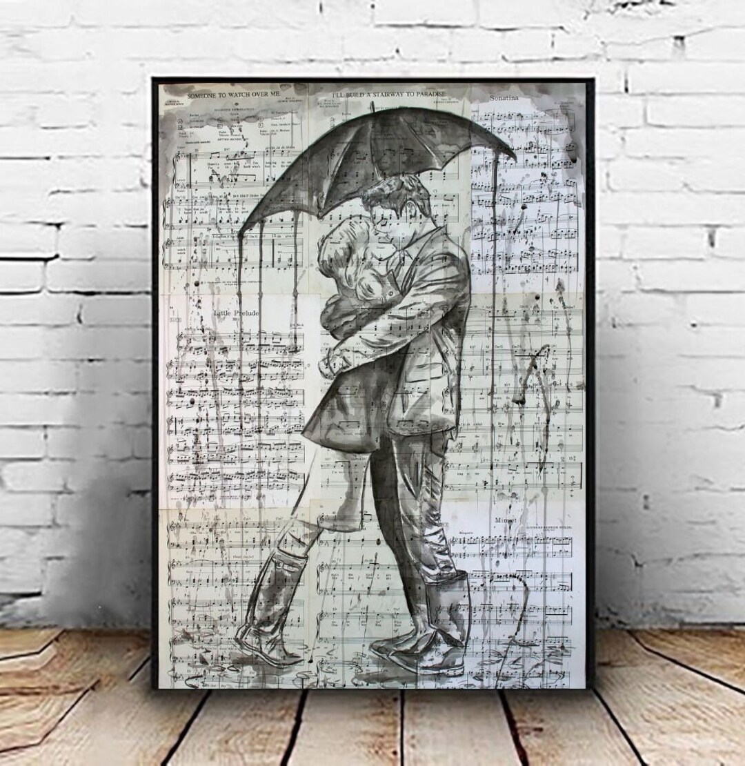 Romantic Painting, Couple Painting, Romantic Bedroom Art, Sheet Music