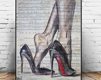 PRINTABLE High Heels, INSTANT DOWNLOAD Fashion Illustration, Sexy Shoe Fashion prints, Fashion Wall Art, Sexy Legs Art