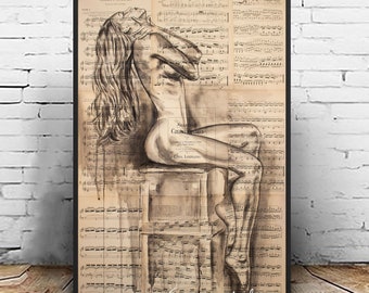 Nackte Frau Kunstdruck, Sexy Schlafzimmer Kunst, sinnliche nackte Kunst, erotische Kunstdruck, nackte Wandkunst