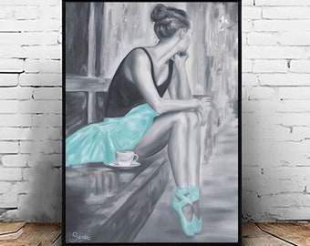 Ballerina Painting, Ballet Art Print, Ballerina Décor, Digital Download, Ballet Dancer Art, PRINTABLE