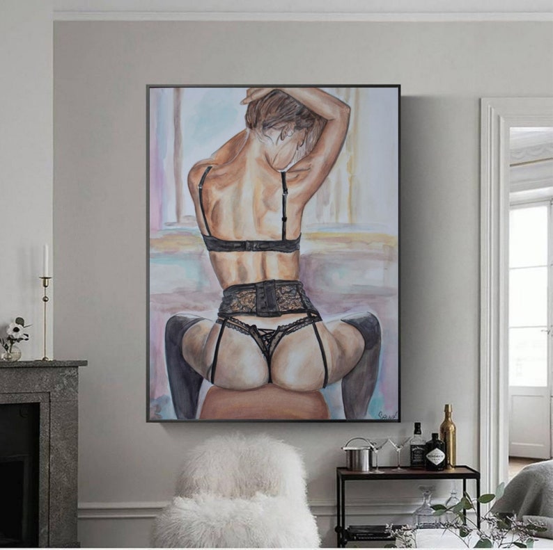 Sexy Erotic Wall Art, Nude Watercolor Art, Instant Download Sensual Bedroom Art, Printable Erotic Art print image 3