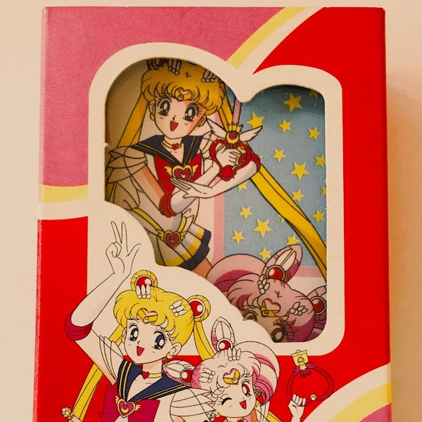 SAILOR MOON SuperS Playing Cards Full Deck ~ Rare Vintage 1990s TOEI Animation Cards in Acrylic Protective Case Original Outer Box Unopened