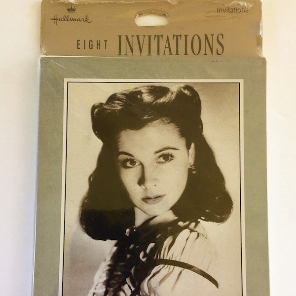 RARE 1987 Scarlett O'Hara Party Invitations ~ Vintage Hallmark Gone With The Wind Pack of 8 Turner Entertainment NEW Sealed in Package GWTW