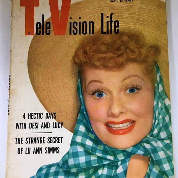 Vintage RARE TeleVision Life Magazine with Lucille Ball on Cover May 1954 ~ The TV Show I Love Lucy Stars ~ Lucy & Desi Arnaz Article