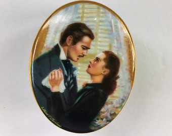 Gone With The Wind Porcelain Music Box The Proposal Rhett & Scarlett William Chambers ~ Vintage 1991 W. S. George Turner Entertainment GWTW