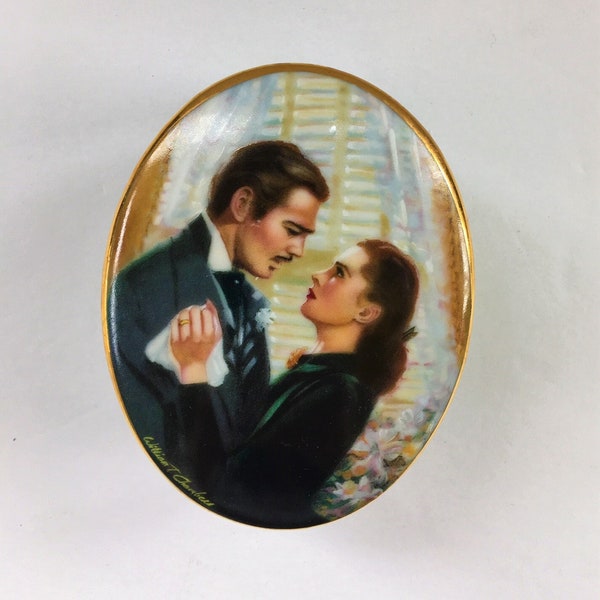 Gone With The Wind Porcelain Music Box The Proposal Rhett & Scarlett William Chambers ~ Vintage 1991 W. S. George Turner Entertainment GWTW