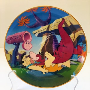 Vintage 1994 The Flintstones Collector Plate &quot;WELCOME HOME FRED&quot; ~ Franklin Mint Heirloom Limited Ed Hand Number #LA9220 ~ Stone-Age Family