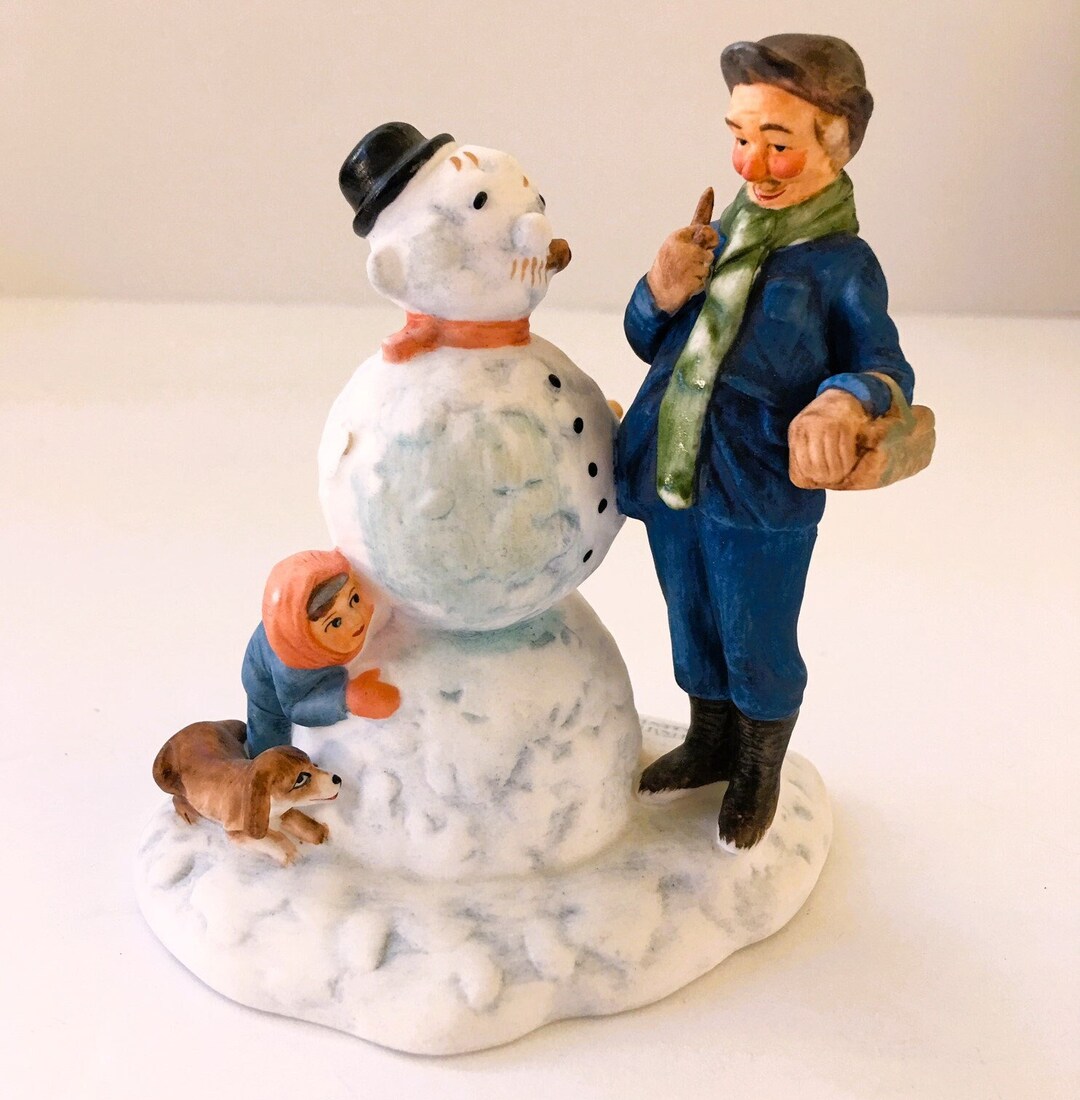 Vintage Norman Rockwell Four Seasons 1969 Winter Snow Sculpture Bone