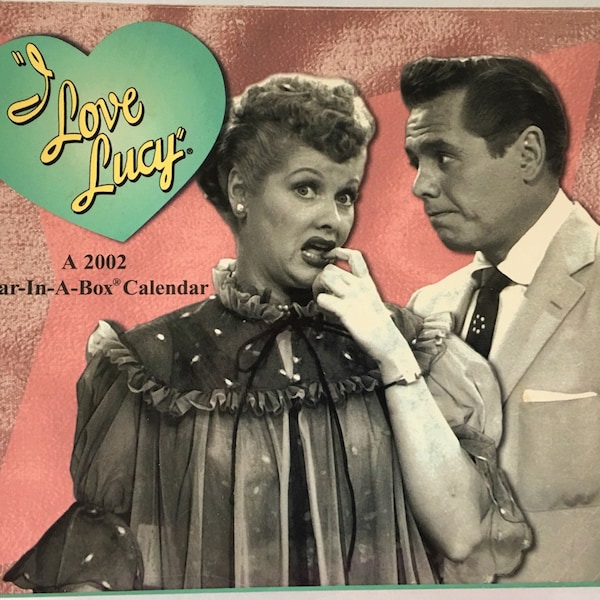 Vintage I Love Lucy 2002 Year In A Box Calendar ~ Lucille Ball & Desi Arnaz Black and White Photos for Each Day of Week with Fred and Ethel