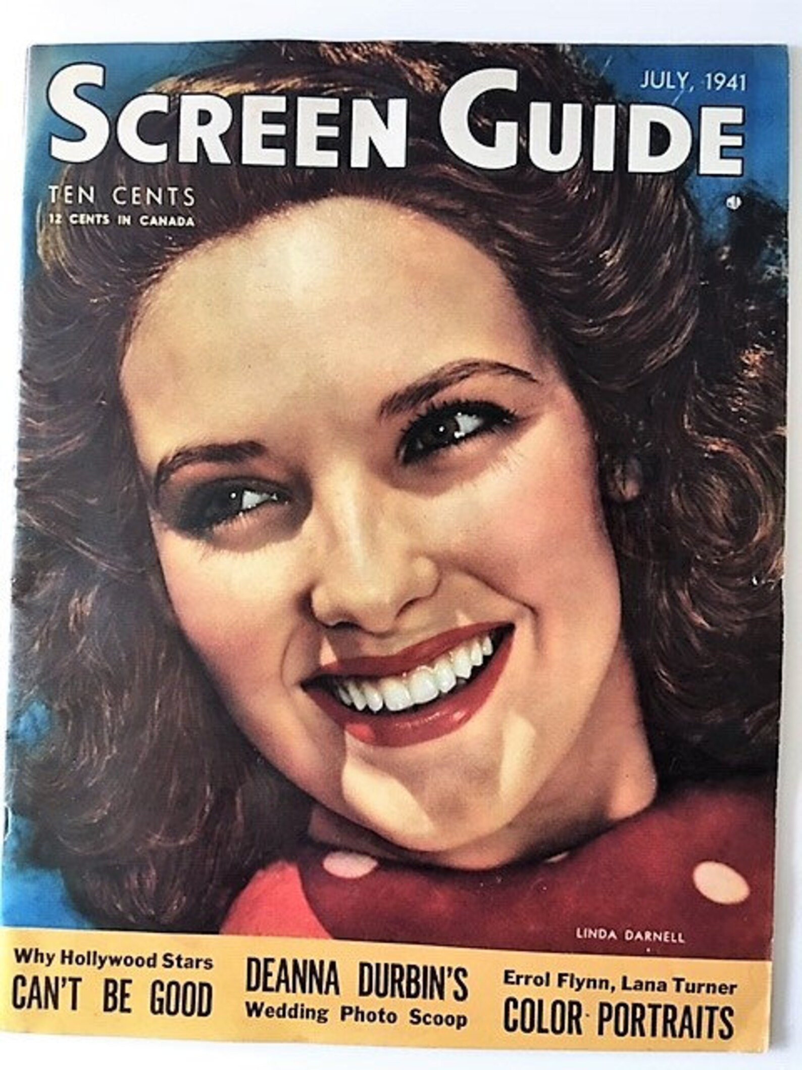 Vintage July 1941 SCREEN GUIDE Magazine Linda Darnell on Cover Etsy