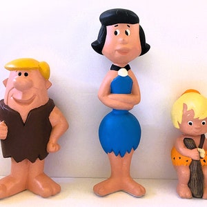 Vintage 1974 Flintstones Ceramic Figurines: Barney, Betty & Bamm-Bamm