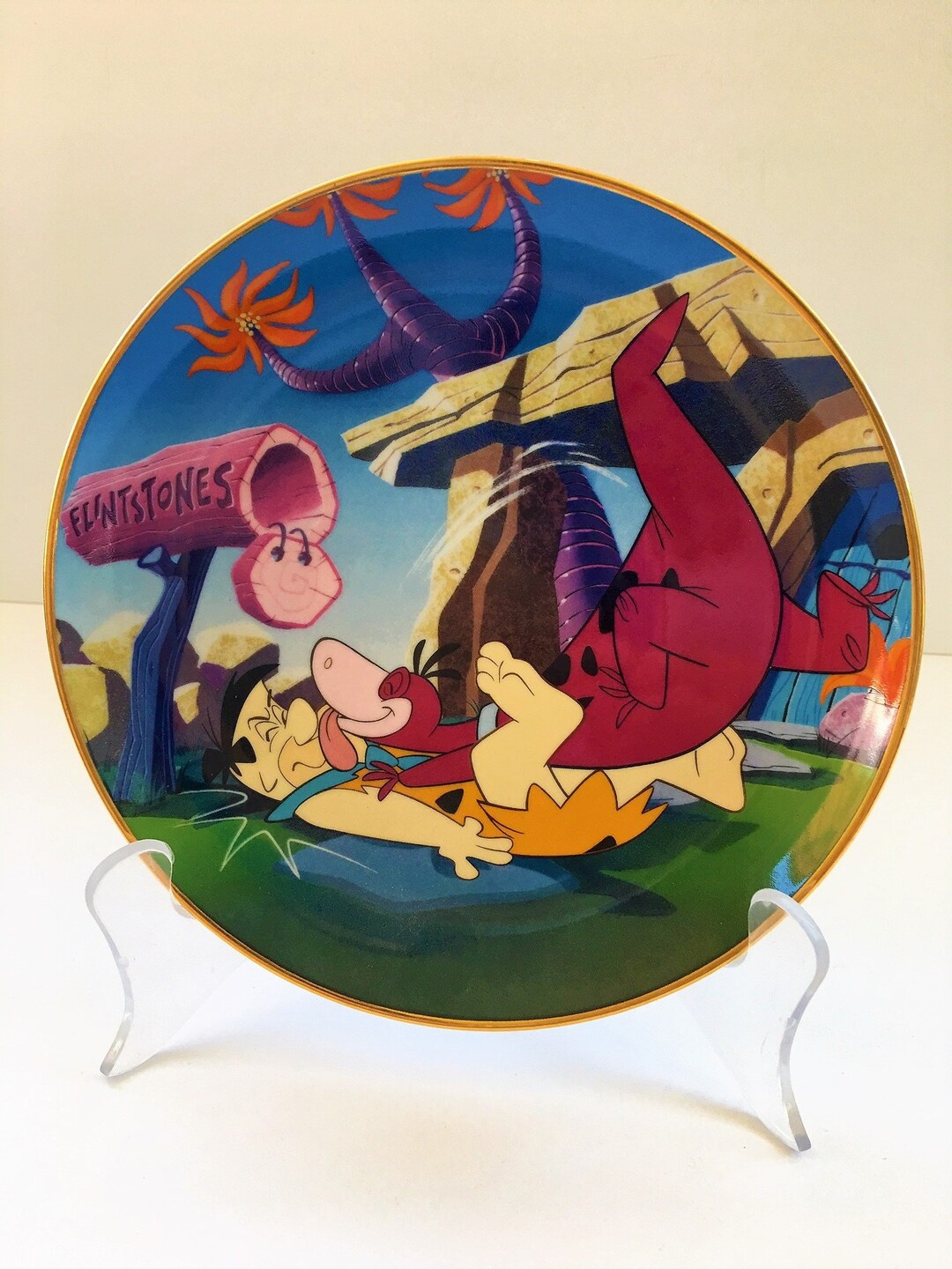 Vintage 1994 the Flintstones Collector Plate welcome