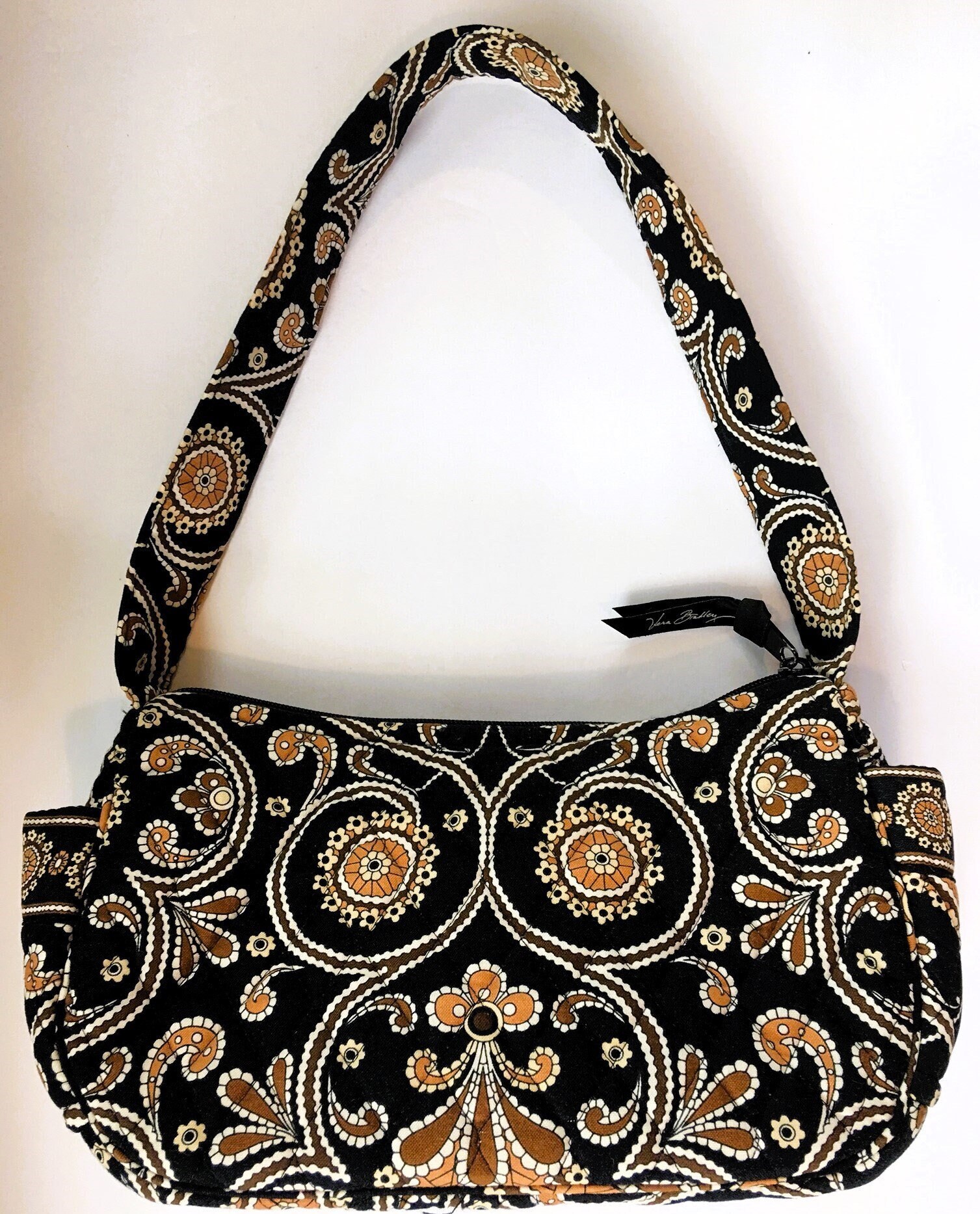 Vera Bradley Cafe Caffe Latte Black & Brown Paisley Hobo 