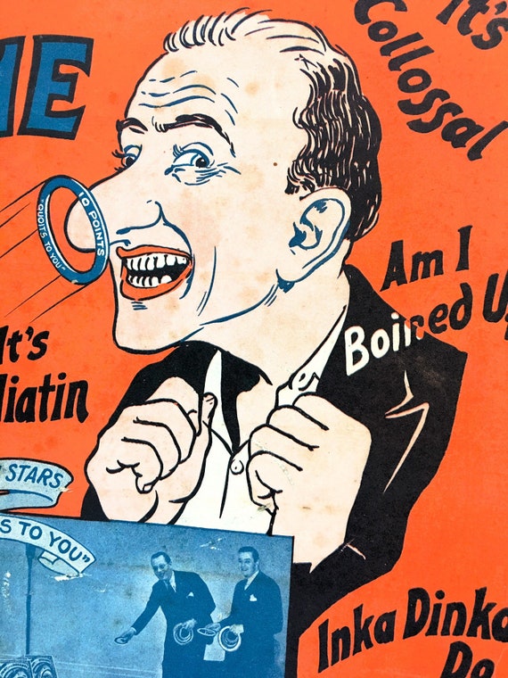 Ultra RARE Jimmie Durante Schnozzle Game Ring Toss 1930's