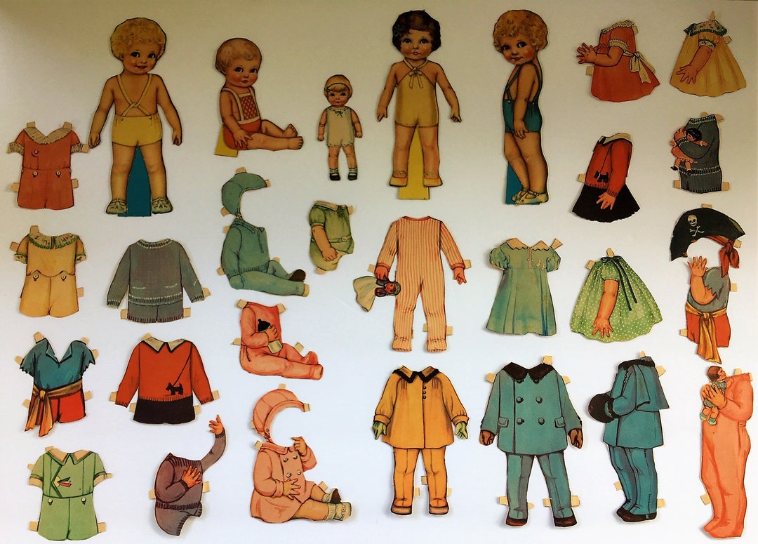 Vintage 1936 QUEEN HOLDEN Paper Dolls Cut Out Peter, Baby Betty
