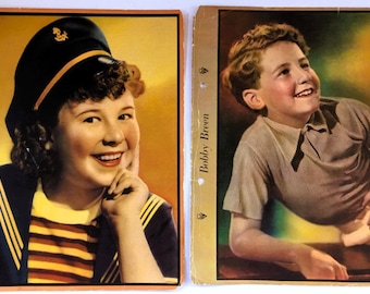 1938 Dixie Ice Cream Cup Premium Child Movie Star Picture Portrait Prints Lot 2 ~ Vintage Scrapbook Pages 8 x 10 Jane Withers & Bobby Breen