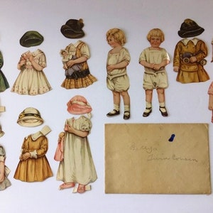 Vintage &quot;Betty Bonnet&#39;s Twin Cousins&quot; Paper Dolls July 1916 ~ Ladies Home Journal Magazine Cutouts Sheila Young ~ Little Girl & Boy Dolls ~