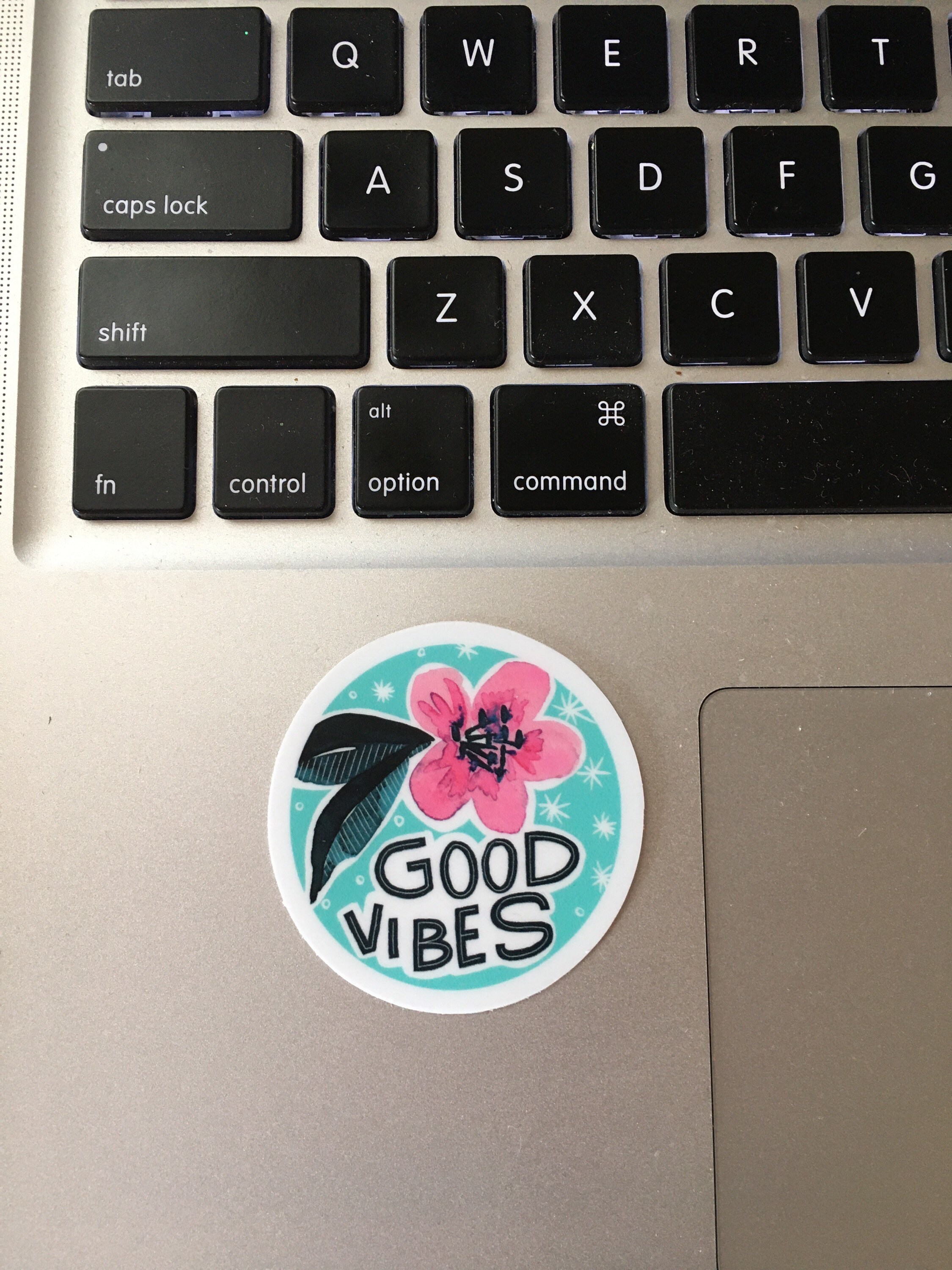 Vinyl Sticker Good Vibes Laptop Water Bottle Watercolor Flower Floral ...