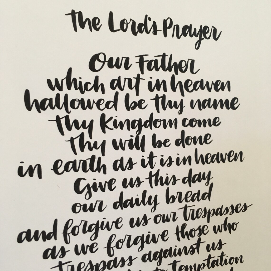 Art Print Lord's Prayer Brush Lettering Modern Handlettering Art Print ...