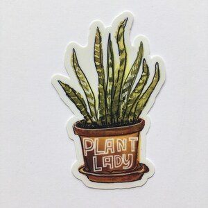 Vinilo pegatina planta señora etiqueta vinilo portátil agua botella de agua tinta Houseplants plantas serpiente planta mamá crecer