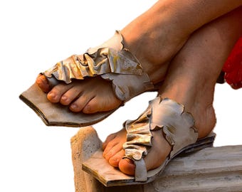Greek Handmade Leather Sandals, Womens Sandals, Flat Leather Sandals "Mykonos" Ladies Sandals